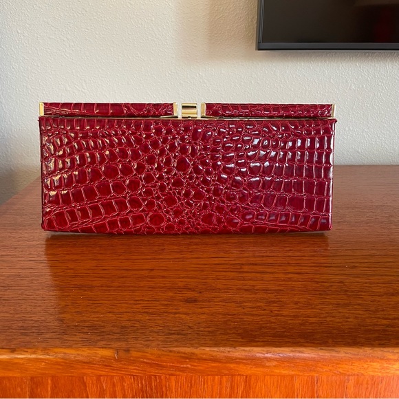 Joan Rivers Handbags - Vintage cherry croc embossed clutch